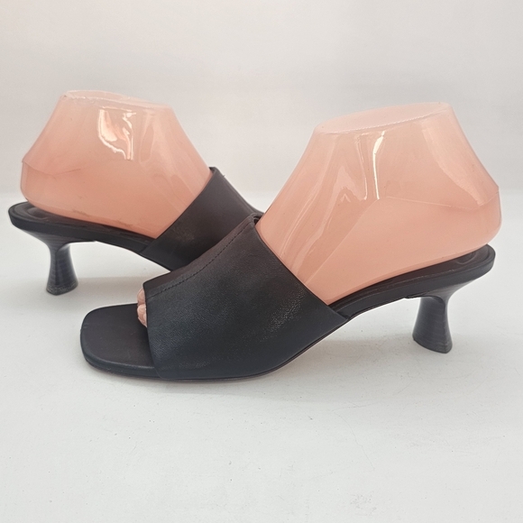Vince Palmer Slide High Heel Sandal Women's 7M Black Leather Preowned - Picture 7 of 12